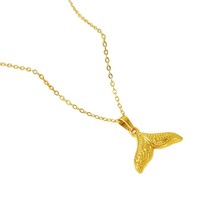 Collar con Colgante de Cola de Ballena en Acero Inoxidable 304 Chapado en Oro, Joyería Oceánica con Relieve Tallado Barroco para Chicas Elegantes