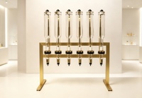 Support de Présentation de Parfums de Luxe 375ml 6 Bouteilles avec Buse Dorée, Distributeur de Parfum pour Bar à Parfums, Présentoir de Senteurs pour Mariage avec Support Métallique