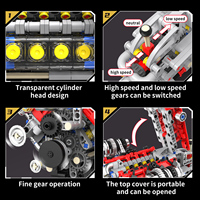 Ensemble de construction technique de moteur en V de 730 pièces, transmission motorisée, blocs d'assemblage mécanique, jouet éducatif STEM pour enfants
