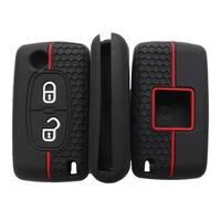 Vente en gros de coques de clés de voiture en silicone, motif nid d'abeille, antidérapantes, protection de clés intelligentes, 3 boutons pour clés Peugeot