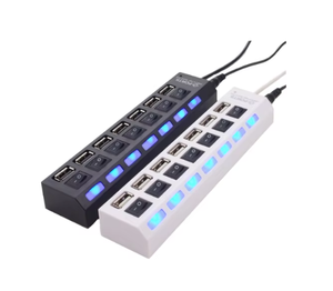 Draagbare 7-poorts <span class=keywords><strong>USB</strong></span> 2.0-hub met stroomvoorziening voor <span class=keywords><strong>laptop</strong></span>/pc-onafhankelijk gebruik, met splitter en onafhankelijke aansluitingen - Product Image 1