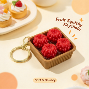 Porte-clés Squishy Fidget Toy en forme de fruit imprimé en 3D, mignon, anti-stress à presser, breloque de sac portable - Product Image 5