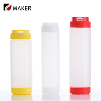 Bouteille souple en PE de qualité alimentaire 480ml 600ml 720ml à double tête, anti-fuite, sans BPA, pour salade, sauce piquante, soja, ketchup, mayonnaise