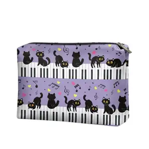 ファッションカスタム女性クラッチバッグPUレザークロスボディバッグピアノ音楽猫デザインハンドバッグプリントオンデマンドハンドバッグ財布卸売