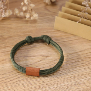 Wholesale Adjustable Double Layer Paracord Bracelet Personalized <b>Engraving</b> Name Symbol Square Wooden Block Bracelets for Men - Product Image 5