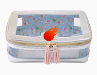 Sac de rangement moderne pour Mahjong et Poker, 16 couleurs en stock, étanche, pliable, en PVC transparent, style américain, avec fermeture éclair et poignée à franges