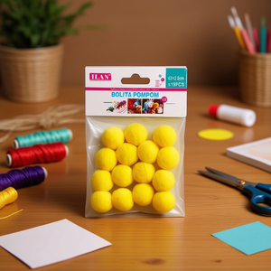 Pallina di pon pon Ilan da 2,5 cm, gialla, per progetti fai da te - Product Image 2