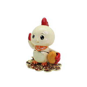 Boîte à bijoux en métal peinte à la main SHINNYGIFTS, figurine d'animal en émail, coq, zodiaque chinois, décoration <span class=keywords><strong>de</strong></span> bureau à domicile, objet <span class=keywords><strong>de</strong></span> collection - Product Image 1