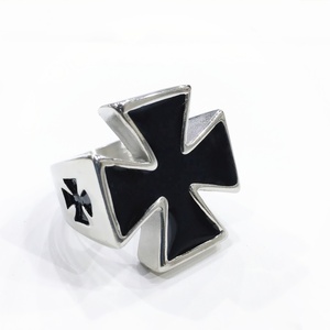 316L Stainless Steel <b>Biker</b> Cross Jewelry Black Enamel Silver Color Big Cross Men's Stainless Steel Jewelry <b>Biker</b> <b>Ring</b> - Product Image 1