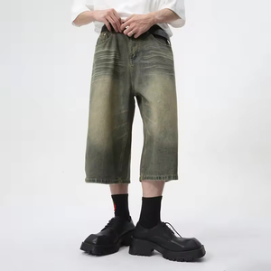 Pantalones cortos vaqueros holgados con lazo en la cintura, personalizados, OEM, de fabricante para hombre - Product Image 5
