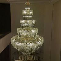 Grand Lustre LED en Fer et Cristal Double Style, Dimmable, Garantie 3 Ans, Luminaire Suspendu pour Maison, Villa, Restaurant, Club, Salon