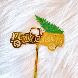 Fábrica al por mayor barato pastel decoración Cupcake suministros barato acrílico Feliz Navidad pastel Topper para Navidad - Product Image 6