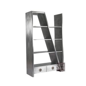 Estantería vintage de metal Industrial para decoración del hogar, estantería antigua de estilo aviador, de aluminio pulido cromado - Product Image 2