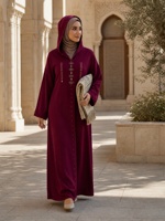Robe longue musulmane en polyester YSYL, ornée de perles, décontractée, pour tous les jours, pour les fêtes, vêtements islamiques, abaya à capuche ODM pour femmes