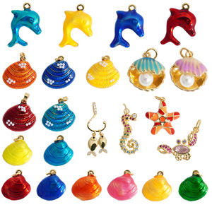 Copper Alloy Seashell Dolphin Charms Multicolored DIY Jewelry Pendant Ocean Series Necklace Accessory Unisex - Product Image 1