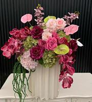 Boule de fleurs artificielles personnalisée PPS, rose, verte, marron, multicolore, pour décoration de table de mariage et événements