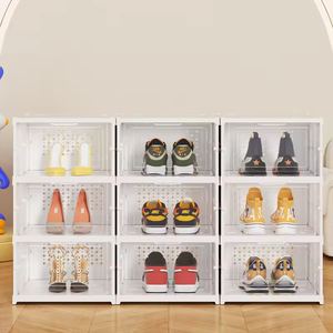 Foldable <strong>Shoe</strong> Storage Boxes, Installation Free 6PCS Clear <strong>Shoe</strong> Boxes Stackable Foldable, Plastic <strong>Shoe</strong> Storage <strong>Organiser</strong> - Product Image 3