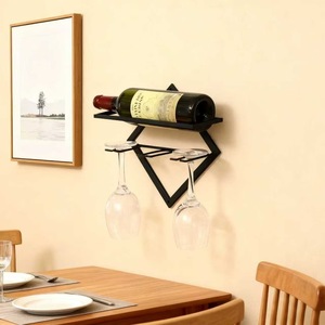 Modern <b>Wall</b> Mounted <b>Wine</b> <b>Rack</b> Black Rectangle 2 Bottle Display <b>Rack</b> For Party Home Decor - Product Image 3
