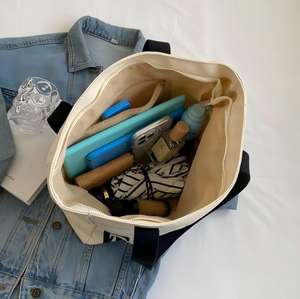 Sac fourre-tout en toile décontracté de grande capacité pour étudiantes, motif personnalisé, sac à main, loisirs, shopping avec poche extérieure - Product Image 6