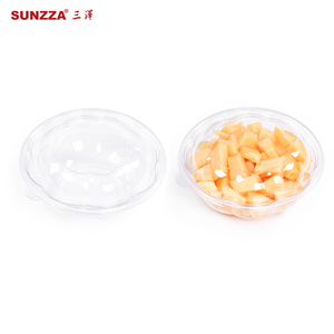 Sunzza Easy Green Recyclable Food Packaging Plastic Disposable Container Salad Tray/Fruit Bowl With PET Lid