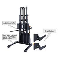 Forklift Straddle Stacker Elektrik Hidrolik YCMG 1.6m/2.5m/3m 1-1.5-1.2 Ton AWD Baterai Asam Timbal Ban Solid