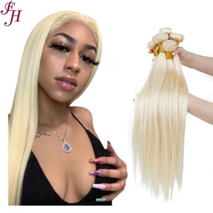 FH Venta al por Mayor de Cabello Humano Virgen en Trama, Cabello Indio con Cutícula Alineada, Paquetes de Cabello Lacio Rubio 613 - Product Image 1