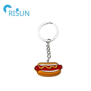 Fabricación de Metal Snack Foods Llavero Esmalte personalizado Hot Dog Llavero Salchicha roja Hotdog <span class=keywords><strong>Food</strong></span> Llavero - Product Image 5