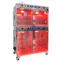 Cage vétérinaire en acier inoxydable pour animaux de compagnie avec chauffage infrarouge et chambre à oxygène