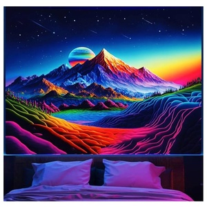 Vente chaude De Luxe Rizhao Montagne Rivière Mur Tapisserie Sunrise Forêt Conception D'art Fluorescent Personnalisé pour Le Commerce Extérieur Soleil - Product Image 2