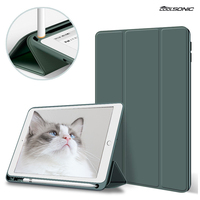 Coque arrière en cuir PU et silicone avec fonction de réveil automatique pour iPad Air 13 pouces M4 avec support pour stylet