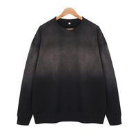 Sweat-shirt col rond 400 g/m² épais, teinture unie, coupe classique pour homme, style streetwear, effet vintage délavé, automne, logo personnalisé OEM