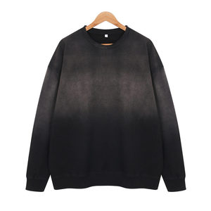 Sweat-shirt ras du cou 400 GSM tricoté coupe classique couleur unie teinture dégradée pour homme, pull streetwear automne respirant à col rond - Product Image 1