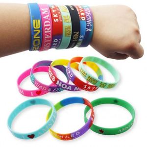 Promotional Events Wrist Silicone Bracelets With Logo Brand Custom Elastic Rubber Wristband - Product Image 3