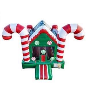 Casa Inflable de Juegos con Forma de Pan de Jengibre Navideño, Casa de Juegos con Forma de Bastón de Caramelo, Alquiler para Fiestas Navideñas, Eventos Festivos, Winway PVC 500 kg, para Exteriores - Product Image 1