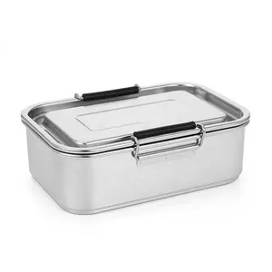 Lunch box food container storage box bento custom logo Japanese style leak-proof stackable stainless steel metal environmentally