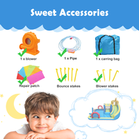 Toboggan aquatique gonflable pour l'humide et le sec, château gonflable pour enfants avec souffleur d'air, piscine à jets d'eau
