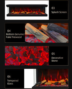 YIKA venta al por Mayor moderno Wifi Control remoto Led decorativo interior TV soporte 3 lados Australia calentador de chimenea eléctrica - Product Image 3