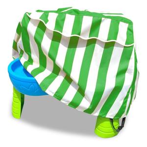 Cubierta para mesa de agua para exteriores, poliéster a rayas verde y blanco, protección duradera para juguetes de piscina, para jugar en la playa y en la arena - Product Image 1