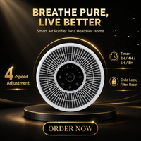 Purificateur d'air en colonne en gros, filtre HEPA H13, filtration en 4 étapes, 350m³/h CADR, 35W, économie d'énergie, verrouillage enfant