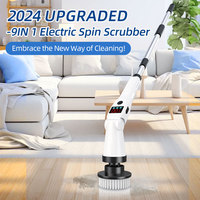 Brosse de nettoyage électrique intelligente 9-en-1 pour la maison, étanche, à poignée longue, rotative automatique