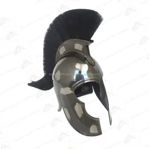 Troy Movie Armor Helmet with Black Plume - Adult Size & Wearable Medieval Armour Helmet by Nautical Art Home- NAH31015