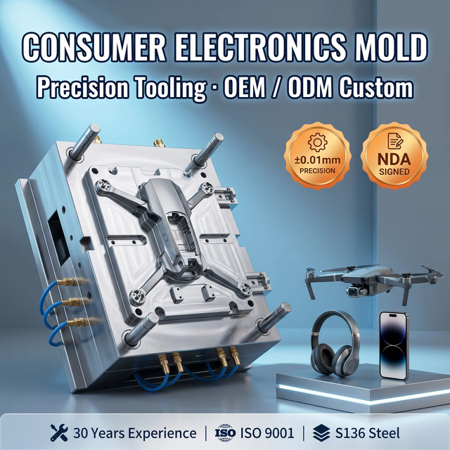 Custom High Accuracy Multi-cavity High Mould Life Plastic Injection Mold for Earbuds and Drone Case Housing