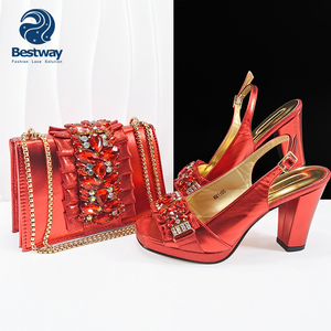 Sepatu Hak Tinggi Berhias Berlian Imitasi Afrika Mewah Bestway dengan Tas dan Sepatu Senada untuk Wanita, Tas Tangan untuk Pesta Pernikahan - Product Image 6