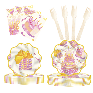 DAMAI - Juego de Platos, Vasos y Servilletas Desechables de Papel con Diseño de Feliz Cumpleaños, Personalizables, con Juego de Vajilla para Pastel, para Fiestas Infantiles - Product Image 3