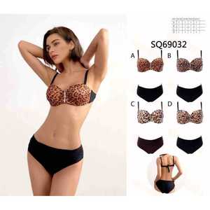 Costume da bagno bikini imbottito da donna a due pezzi con top a fascia e slip a vita alta con laccetti laterali, ideale per l'estate e la spiaggia, taglie S-XL, all'ingrosso SQ69032 - Product Image 1