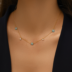 Collier pendentif pour femme CANNER, serti de fleurs, diamants, zircon, émail, plaqué or, nouvelle tendance de la mode féminine, minimaliste - Product Image 4