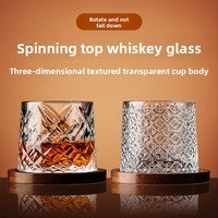 Verre à whisky et brandy en cristal avec base, résistant aux hautes températures, capacité 280 ml, tasse rotative anti-stress