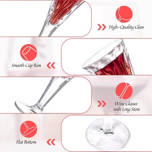 Verres à <span class=keywords><strong>vin</strong></span> de <span class=keywords><strong>Bordeaux</strong></span> en cristal soufflé à la main de 250 ml, bord fin et pied long - Product Image 2