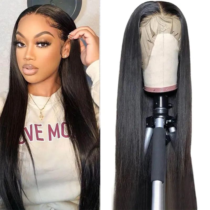 Wholesale Human Hair Wigs Straight Raw Indian Hair Vendor Brazilian 13*6 Lace Frontal Wigs For Black Women