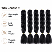 Vente en gros usine : Extensions de cheveux synthétiques naturels noirs Jumbo pour tresses, tresses au crochet, queues de cheval et coiffures africaines